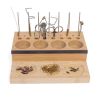 Kylebooker Angler Fly Tying Fishing Kit Tool Organizer - Wooden Fly Fishing Desk For 12 Fly Fishing Tools - Store Fly Tying Materials, Scissors
